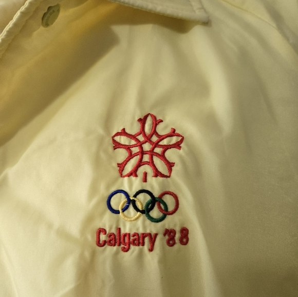 1988 Calgary Winter Olympic Vintage Antigua Butter Yellow Jacket. Size Large - Picture 2 of 11